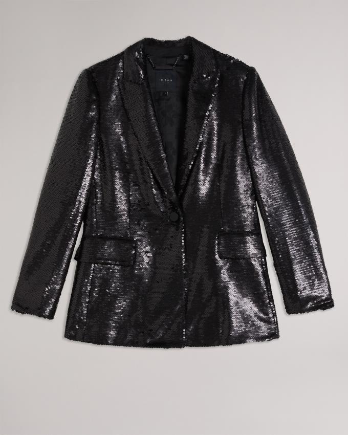 Blazer Ted Baker Matte Sequin Relaxed Fit Noir Femme | RNN-45647642